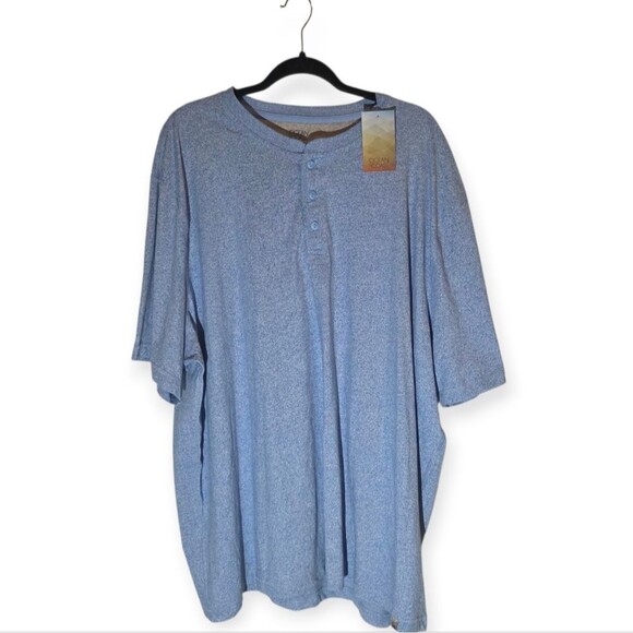 Ocean + Coast Jasper Short Sleeve Henley in Bluetifil 3XLT - Picture 2 of 5